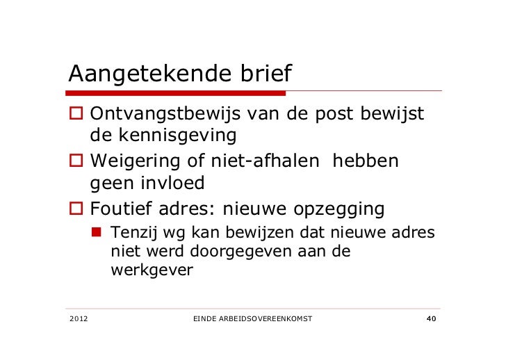 weigeren aangetekende brief